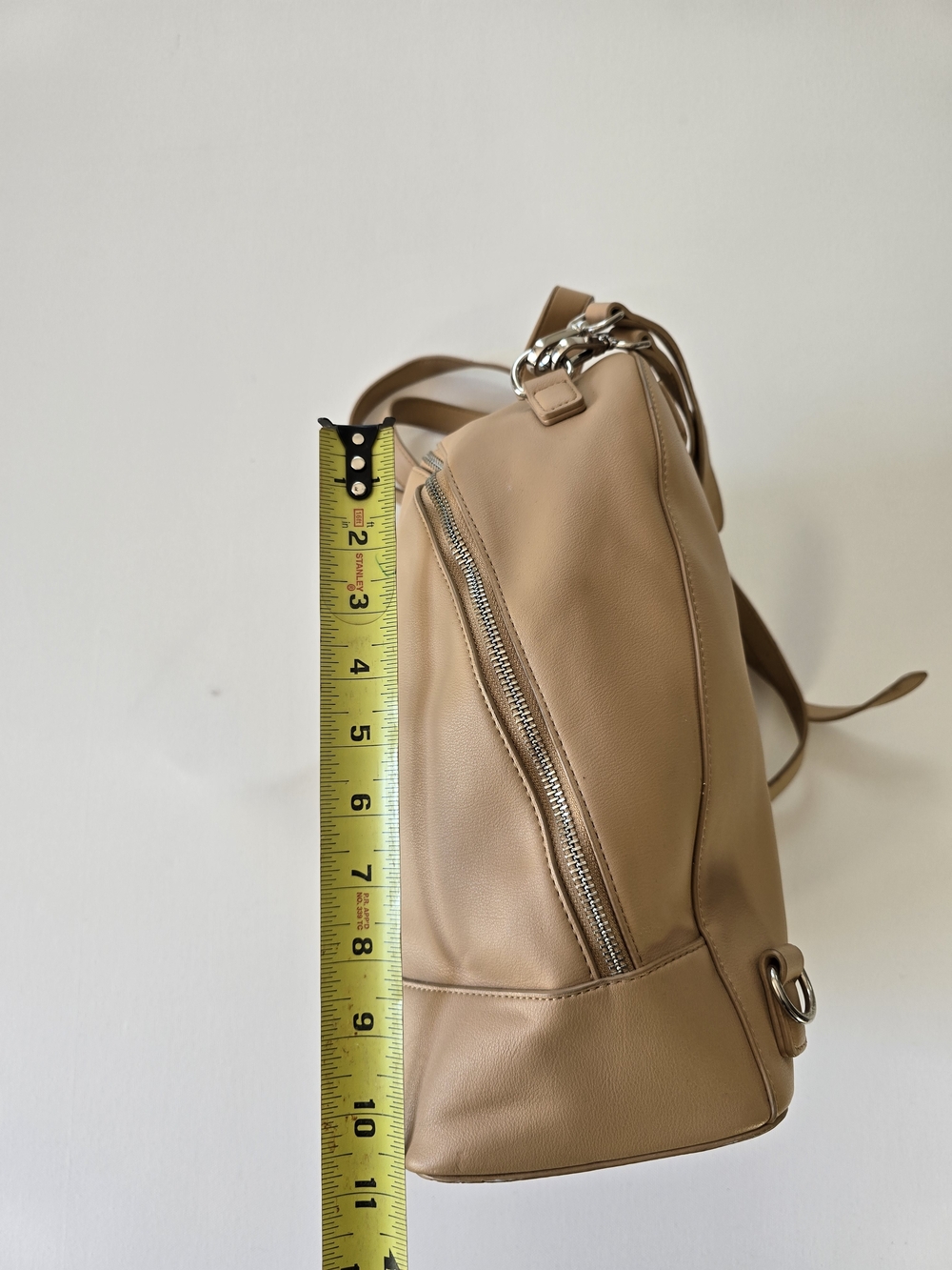 Tan Leather Backpack/Purse- Minimalist Daily Bag - Picture 8 of 11